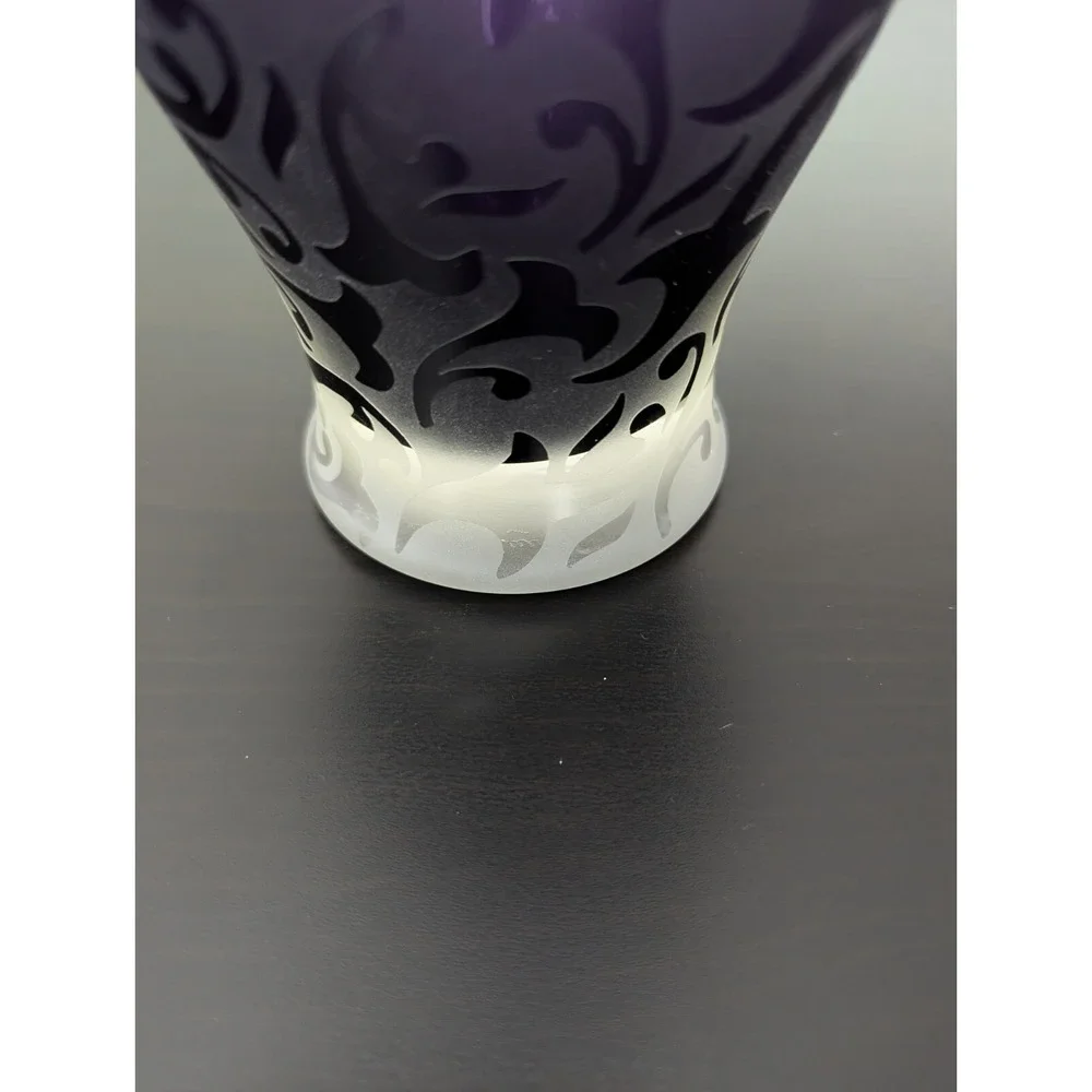 Vtg‎ Michael Weems 2005 Elise Frosted Amethyst Vase Signed & Dated